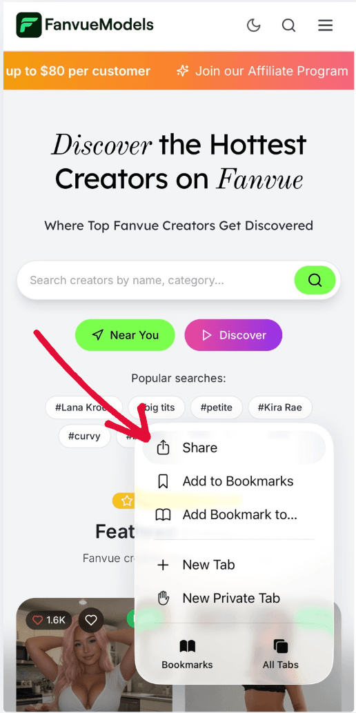 Step 2: Tap Share button in Safari
